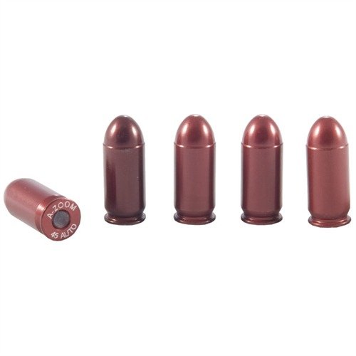 I Dummy Rounds AMMO SNAP CAP 45 ACP di A-ZOOM sono realizzati in alluminio con primer sintetico, ideali per praticare ricarica, scarica e tiro a secco.
