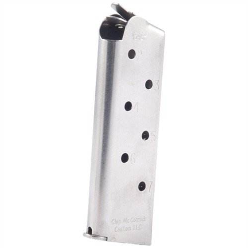 Die 1911 Officer 7RD .45 ACP Magazine von Chip McCormick bietet extra Kapazität, zuverlässige Zuführung und präzise Fertigung für optimale Leistung.