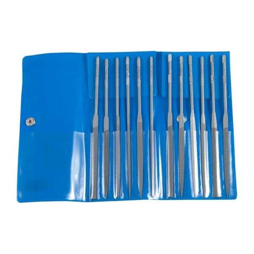 Das FRIEDR. DICK GMBH Professional Gunsmith Needle File Set bietet 12 präzise Feilen mit rutschfesten Griffen und einem robusten Aufbewahrungsroll, perfekt für feine Metallarbeiten.