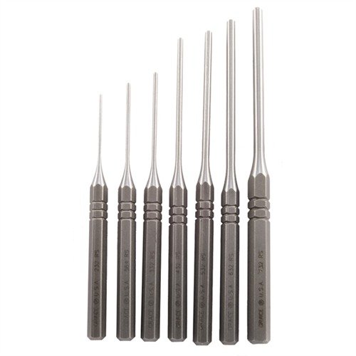 Le set de 7 punches en acier carbone de Grace USA offre robustesse, précision et une variété de tailles pour un retrait et une installation sûrs des roll pins.