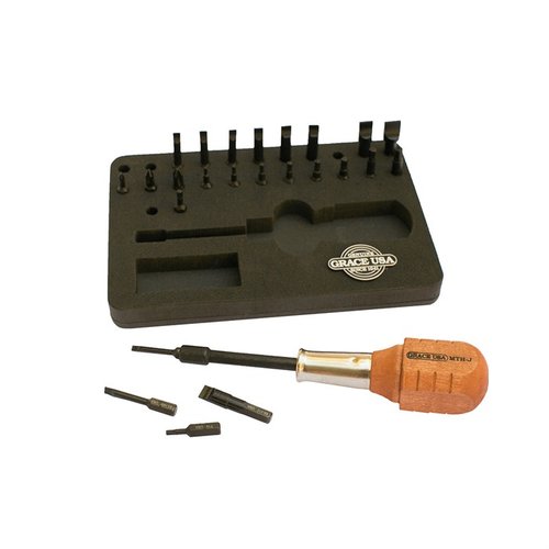 Das Grace USA Gunsmith 24-Bit Magnetic Tip Screwdriver Set bietet präzise Bits aus S-2 Werkzeugstahl, einen ergonomischen Griff mit Magnetspitze und eine praktische Aufbewahrung.