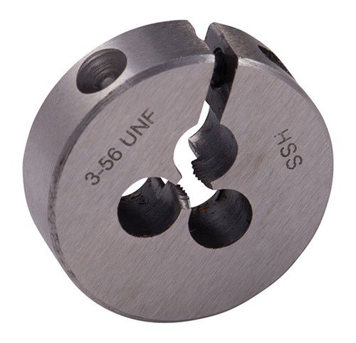 I WIRE GAUGE CARBON DIES di Brownells sono realizzati in acciaio al carbonio di alta qualità, offrendo precisione e durabilità per il taglio di filettature esterne.