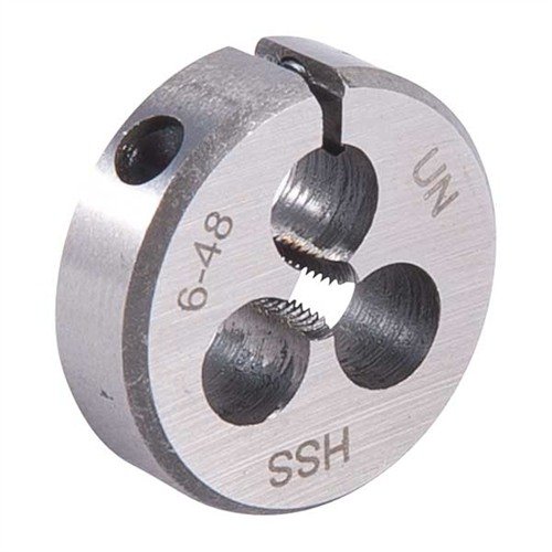 I WIRE GAUGE CARBON DIES di Brownells offrono precisione e durata per il taglio di filetti esterni, realizzati in acciaio al carbonio di alta qualità.