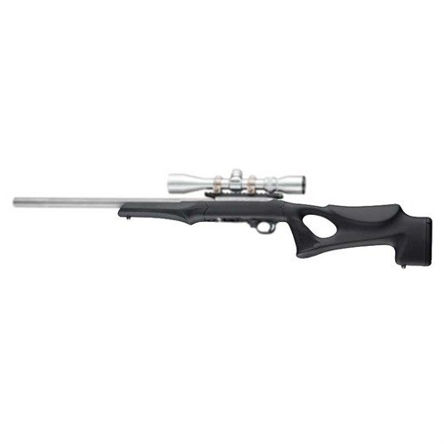 Erlebe mit dem Hogue Tactical Thumbhole Stock für die Ruger 10-22® eine ergonomische Form, eine .920 Barrel Channel und einen komfortablen Grip für präzises Zielen.
