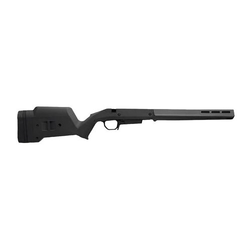 Améliore ton Ruger American avec la crosse Hunter, ajustable en longueur et hauteur, construction renforcée, et compatible M-LOK pour accessoires.