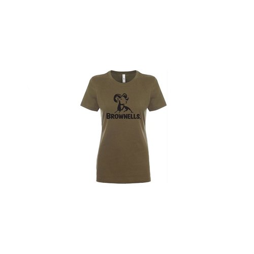 Donne! Mostrate il vostro orgoglio per Brownells con la nostra nuova T-Shirt in oliva con logo, disponibile in taglie da XS a 3XL e in vari stili!