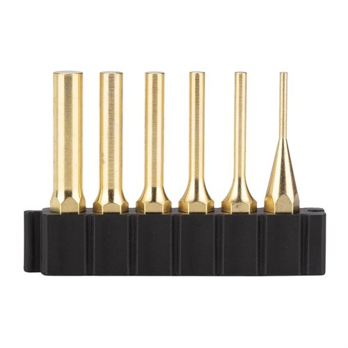Le set de 6 Pin Punches en laiton s'intègre parfaitement au système Fix It Sticks, avec des tailles variées et une base en acier pour drivers magnétiques.
