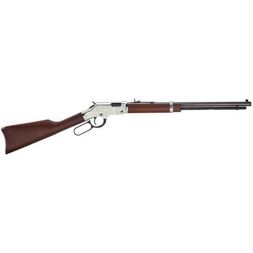 Die SILVER EAGLE 17 HMR ist eine elegante Lever-Action Büchse mit 20" Oktagonlauf, Nickel-Finish und kunstvoller Gravur – perfekt für Zielschiessen und Jagd.
