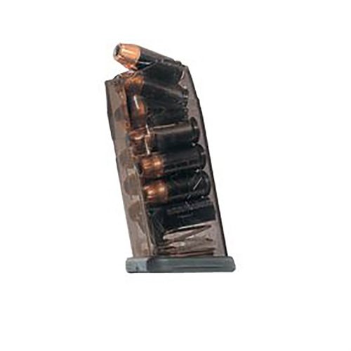 .45 Glock® 21, 30, 41 compatibile, capacità di 9-30 colpi, resistenza agli impatti, facile smontaggio, corpo traslucido per controllo munizioni.