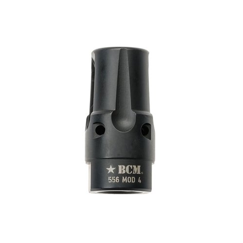 Il compensatore BCMGUNFIGHTER™ Mod 4-5.56 riduce il sollevamento della volata, il rumore e la firma di fiamma, offrendo prestazioni superiori in applicazioni tattiche.