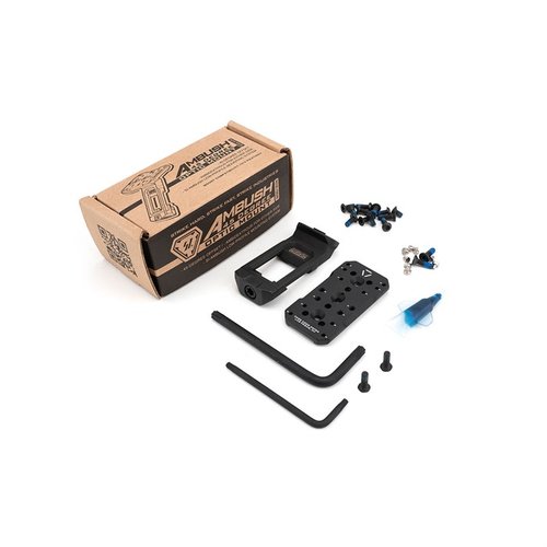 Il montaggio ottico AMBUSH a 45 gradi è realizzato in acciaio inossidabile SUS630 e alluminio 6061-T6, compatibile con vari red dot per prestazioni elevate.