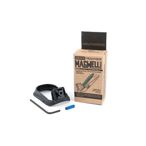 Il GEN3 Magwell per GLOCK™ G19 di Strike Industries offre un inserimento facilitato del caricatore, supporto migliorato per la presa e un design leggero in SI Polymer Extreme.