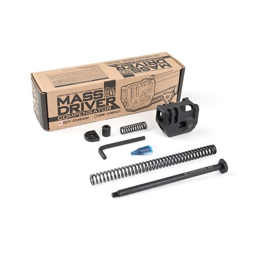 Il Mass Driver Comp di Strike Industries offre un design innovativo per ridurre il rinculo, senza modifiche permanenti all'arma e compatibile con la maggior parte delle fondine.