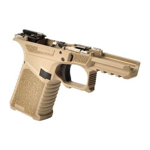 Il telaio SCT 19 offre ergonomia avanzata, compatibilità con parti Glock® Gen 1-3, un'ottima texture del grip e un rail Picatinny per accessori.