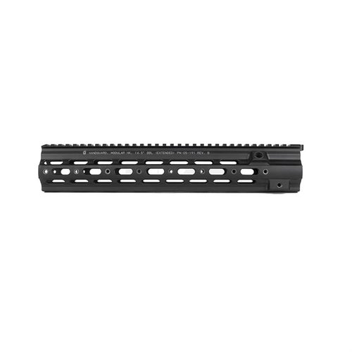 Il Geissele Super Modular HK 416 Rail offre forza e modularità in alluminio 6061-T6, con finitura Type 3 Hardcoat Anodize, ottimizzato per barre da 10.5