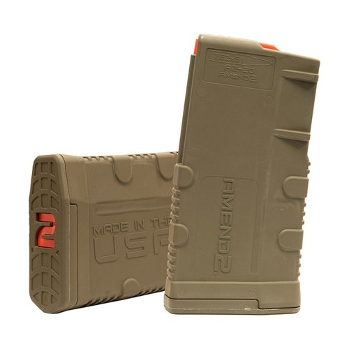 Das Amend2® 7.62X51 SR-25 Magazin aus robustem Polymer bietet eine rutschfeste Oberfläche, Anti-Tilt-Follower und eine langlebige Edelstahlfeder für optimale Leistung.