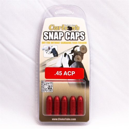 I SNAP CAPS in alluminio per pistole 45 ACP consentono di esercitarsi al tiro a secco senza danneggiare l'arma, migliorando la stabilità e riducendo il flinch.