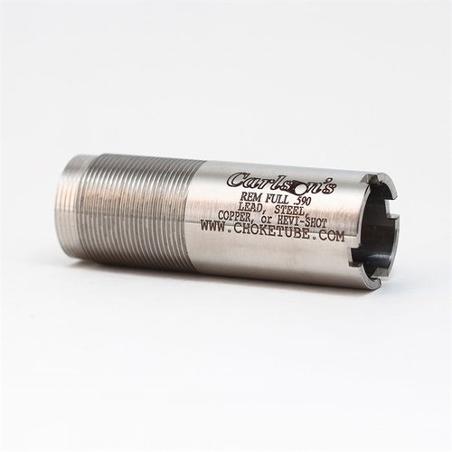 Découvre les tubes de choke en acier inoxydable 17-4 de Carlson, adaptés aux fusils Remington, garantis à vie et fabriqués aux USA, pour un tir précis et fiable!