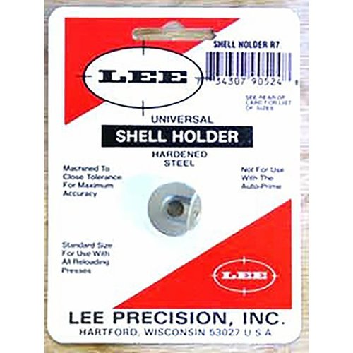 L'UNIVERSAL SHELL HOLDER R7 di LEE PRECISION è compatibile con la maggior parte delle presse di ricarica, garantendo una versatilità senza pari.