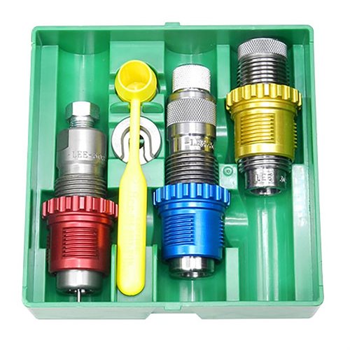 Le set de 3 dies Breech Lock de Lee pour .300 Winchester Mag te permet de recharger facilement avec des outils comme le Full Length Sizing Die et le Bullet Seating Die.