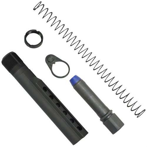 Il kit K-SPEC AR-15 PCC Carbine Buffer Tube offre un sistema innovativo per assorbire il rinculo, ridurre il sollevamento della volata e garantire un funzionamento fluido.