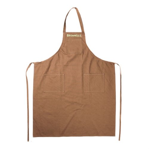 Der SHORT CANVAS APRON von Brownells bietet robusten Schutz, bequeme Bewegungsfreiheit und praktische Taschen für deine Werkzeuge – ideal für jeden Gunsmith!