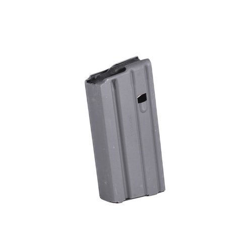 Entdecke das zuverlässige 20-Runden AR15/M16 Magazin von Brownells: Aluminium, laser geschweisst, verbesserte Feed Lips und matte graue Anodisierung.