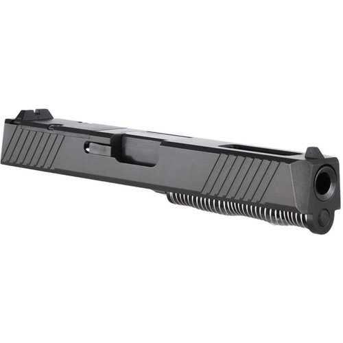 Assemblaggio completo per Glock 17 Gen3 con canna portata, slot per red dot e serrature ergonomiche; ideale per aggiornamenti o costruzioni personalizzate.
