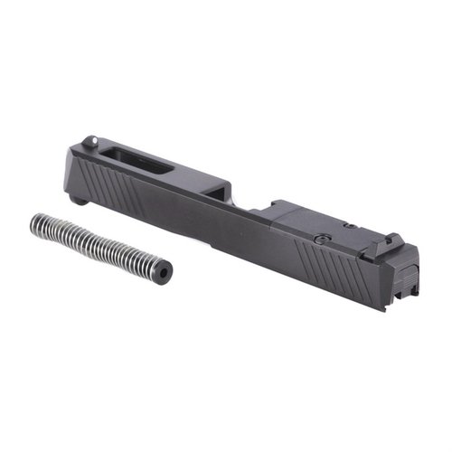 Assemblaggio completo per Glock 43, disponibile con canna portata o filettata, pronto per montaggio RMR, con finitura in Black Nitride e serrature ergonomiche.