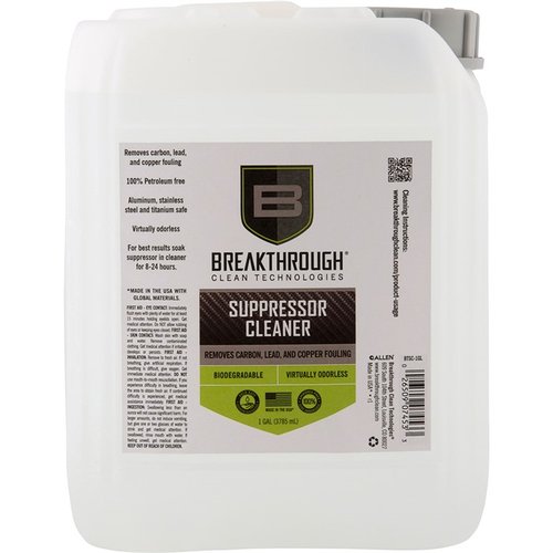 Il SUPPRESSOR CLEANER di Breakthrough Clean è un detergente a base d'acqua, senza ammoniaca, che rimuove carbonio e piombo senza danneggiare il tuo suppressor.