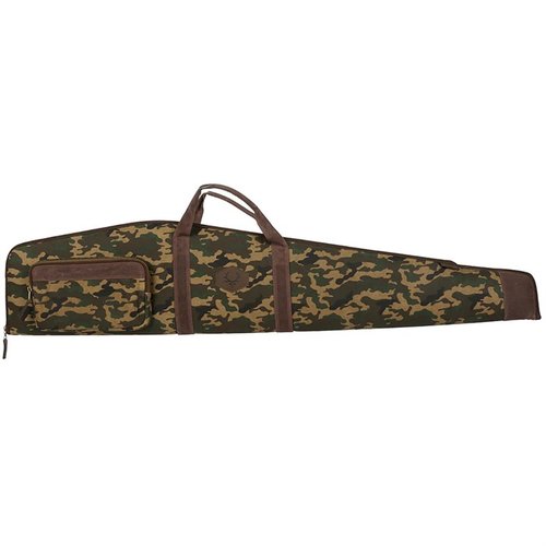 Der RAWHIDE CLASSIC RIFLE CASE aus strapazierfähigem waxed cotton canvas bietet eleganten Schutz mit dickem Schaumstoff, Camo-Design und praktischem Stauraum.