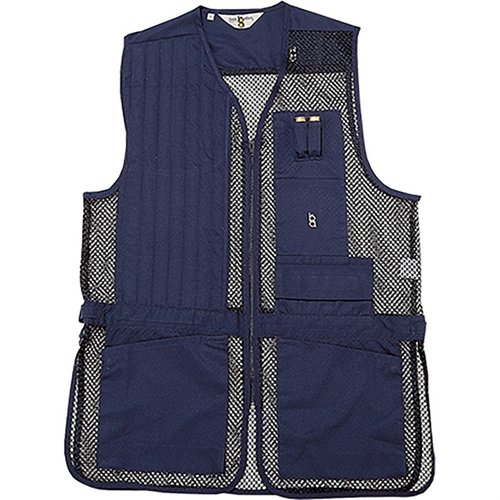 Il gilet da tiro BOB ALLEN è leggero e traspirante, con tasche per inserti, tubi di strozzatura e spazio per cartucce, ideale per ogni tiratore.