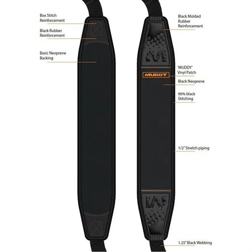 La slinga PATHFINDER in neoprene flessibile offre comfort e stabilità, con supporto anti-scivolo e attacco QD per un uso pratico e duraturo.