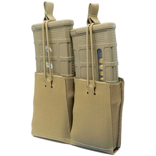 Le DOUBLE RIFLE MAGAZINE POUCH de GBRS GROUP offre une rétention bungee amovible, une compatibilité MOLLE/BELT et s'adapte à la plupart des chargeurs AR-15/AK-47.