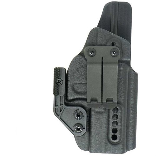 Le holster IWB X PRIORITY 1 pour Glock offre un confort optimal avec rétention ajustable, clip discret et compatibilité pour les optiques, idéal pour le port dissimulé.