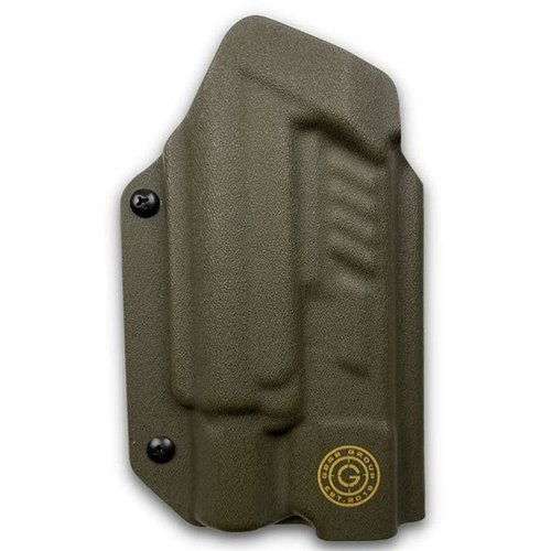 Le holster OWB X PRIORITY 1 pour Glock® est en Boltaron, offre une rétention ajustable, accepte les canons filetés et est compatible avec la plupart des optiques.
