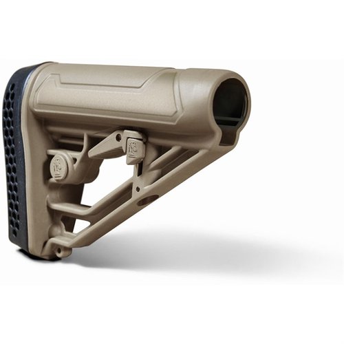 Das EX Performance Adjustable Mil-Spec Stock bietet eine einstellbare Länge, robustes Polymer, eine rutschfeste Gummischaftkappe und vielseitige Sling-Montageoptionen.