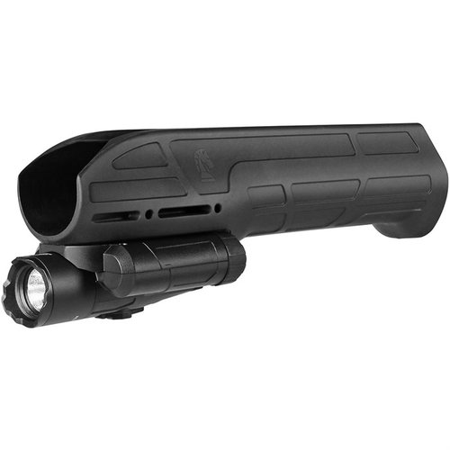 L'EX Performance Tactical Light Forend per Remington 870 offre un potente faro da 300 lumen, installazione semplice e compatibilità con accessori su rail Picatinny.