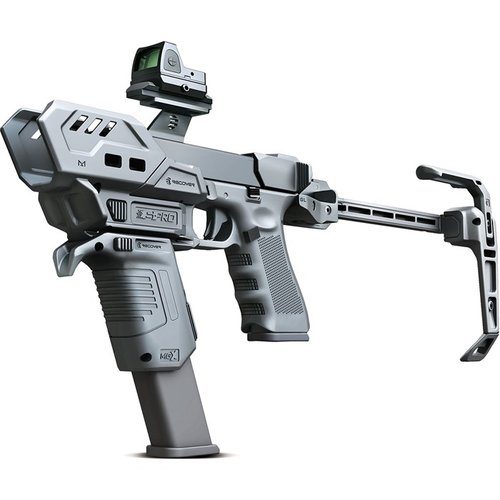 Améliore ton Glock® 9/40 avec le kit S-PRO : stabilisateur modulable, options MLOK et installation sans outils, compatible avec de nombreux modèles.