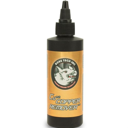 Der CU+2 Copper Remover von BORE TECH ist umweltfreundlich, ammoniakfrei und entfernt schnell Kupferablagerungen, während er die Läufe schützt und zukünftigen Rost verhindert.