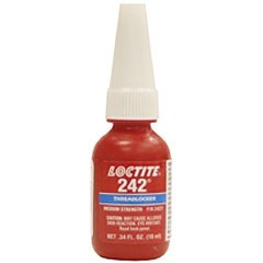 Der LOCTITE #242 Medium Strength Blue Threadlocker sichert Schrauben und verhindert das Lösen durch Vibrationen, während er eine einfache Demontage ermöglicht.