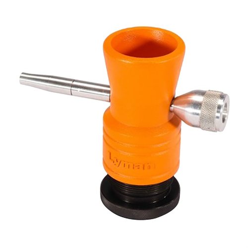 Der Lyman Brass Smith Powder Trickler bietet dir eine stabile, höhenverstellbare Konstruktion, präzise Dosierung und eine grosse Hopper für effizientes Nachladen.