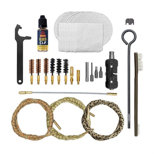 Das professionelle Pistol Cleaning Kit für Glocks® reinigt und wartet 9mm, .40 cal und .45 cal Pistolen mit allem, was du brauchst, inklusive einem 8-in-1 T-Tool!