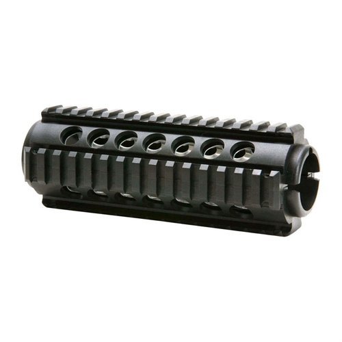 Il handguard Quad-Rail in due pezzi per AR-15 offre punti di attacco Picatinny, è realizzato in nylon polimerico ad alta resistenza e dispone di inserti di protezione dal calore.