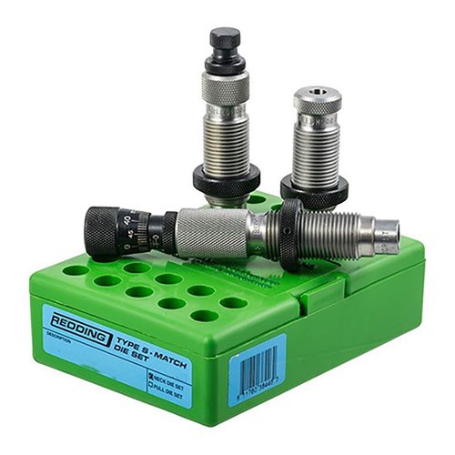 Le Type S Match Bushing Neck Die Set de Redding inclut un die de taille, un die de corps et un die de siège pour une précision optimale en 6mm Creedmoor.