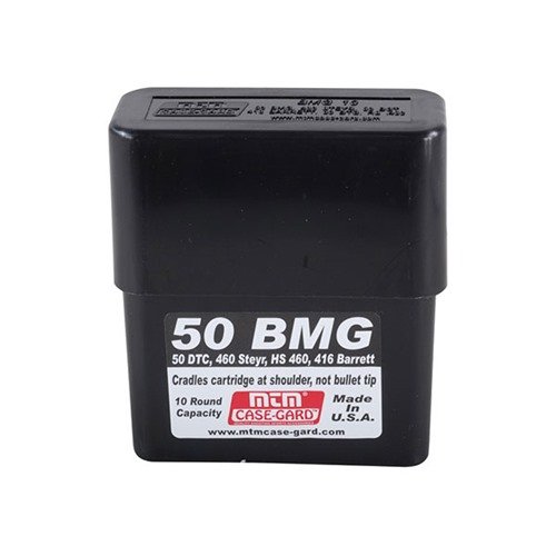 Die MTM CASE-GARD Slip Top Rifle Ammo Box für 50 BMG bietet Platz für 10 Patronen, schützt die Geschossspitzen und ist ideal für den schnellen Zugriff.