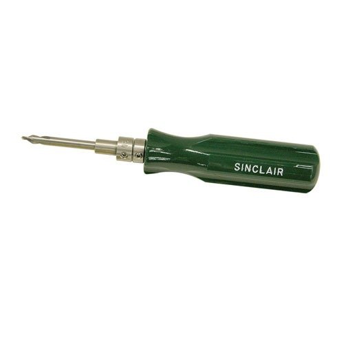 Der Sinclair Piloted Flash Hole Deburring Tool bietet präzise Schnitte für Kaliber 22 bis 45, mit einem komfortablen Griff und wechselbaren Edelstahl-Piloten.