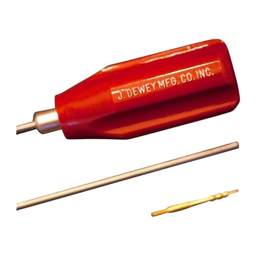 Le aste di pulizia Dewey sono realizzate in acciaio inox, ideali per armi di calibro 20 e .22 rimfire, con adattatori inclusi per una pulizia efficace.