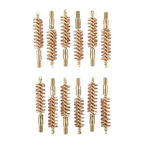 Mit dem Dozen Pack Bronze Pistol Brushes von Sinclair International erhältst du 12 hochwertige Bürsten für 9MM/38/357 Kaliber, ideal für eine gründliche Reinigung.