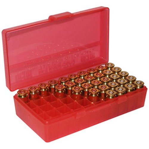 Le scatole per munizioni FLIP TOP PISTOL di MTM Case-Gard sono perfette per il tiratore, resistenti e impilabili, con chiusura Snap-Lok garantita per 25 anni.
